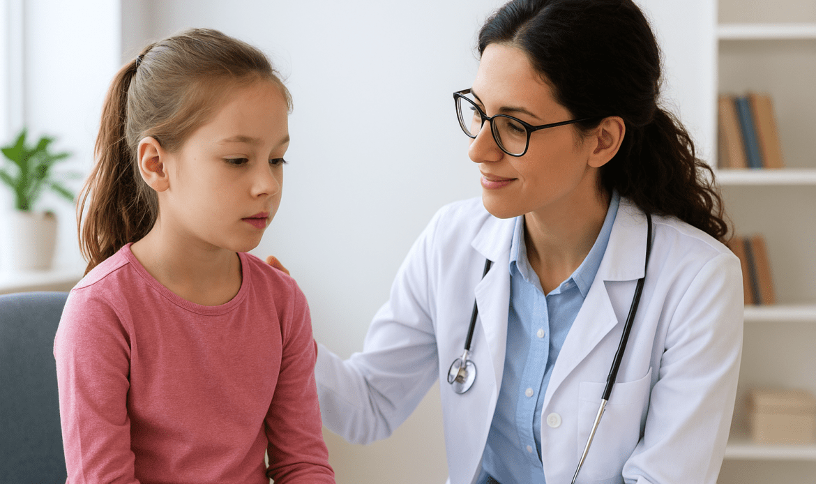 A girl receiving care at ThriveWise Homeopathy for Children and teenagers